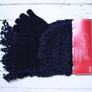 JACLYN SMITH Black Knit Scarf, Gloves,Hat
